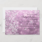 Invitation Pink Sweet 16 Winter Wonderland Sparkle Snowflakes (Devant)