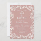 Invitation Pink Talavera Tile Spanish Fiesta Baptism (Devant)