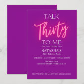 Invitation Pink Talk 30 To Me 30e anniversaire de fête Invita (Devant / Derrière)