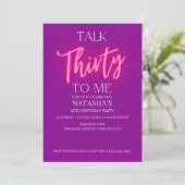 Invitation Pink Talk 30 To Me 30e anniversaire de fête Invita (Debout devant)