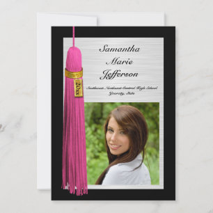 Invitation Pink Tassel avec la fête de la graduation photo