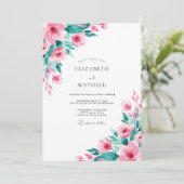Invitation Pink Teal Atmospheric Spring Wedding (Debout devant)