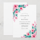 Invitation Pink Teal Atmospheric Spring Wedding (Devant / Derrière)