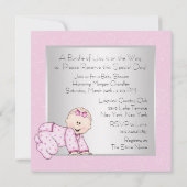 Invitation Pink Teddy Bear Baby Girl Douche (Dos)