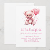 Invitation Pink Teddy Bear Baby Shower (Devant / Derrière)