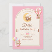 Invitation Pink Teddy Bear Birthday Invitation, Girl Birthday (Devant)