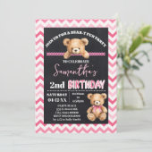 Invitation Pink Teddy Bear Little Bear Anniversaire Pink Chev (Debout devant)