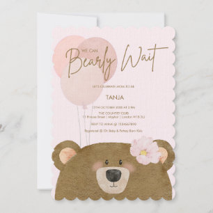 Invitation Pink Teddy Nous Pouvons Attendre Jeune Fille Baby 