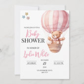 Invitation Pink Teddy ours baby shower modèle (Devant)