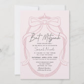 Invitation Pink Tiara & Bow Frame Bat Mitzvah (Devant)