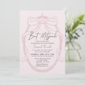 Invitation Pink Tiara & Bow Frame Bat Mitzvah (Debout devant)