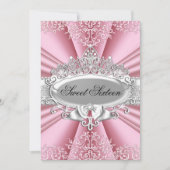 Invitation Pink Tiara Damask Sweet 16 Anniversaire (Devant)