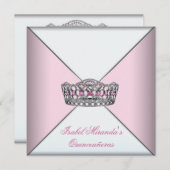 Invitation Pink Tiara Quinceanera 15ème anniversaire (Devant / Derrière)