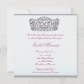 Invitation Pink Tiara Quinceanera 15ème anniversaire (Dos)