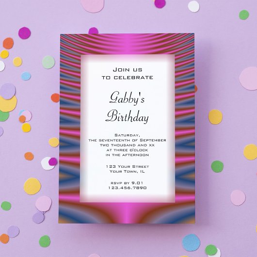 Invitation Pink Tie Dye fête d'anniversaire