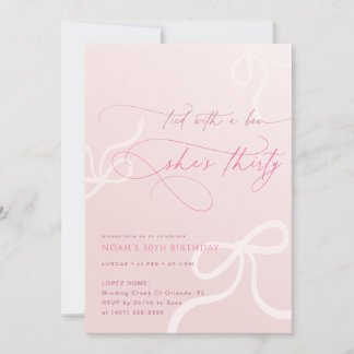 Invitation Pink Tied With A Bow Girls 30th Birthday Party