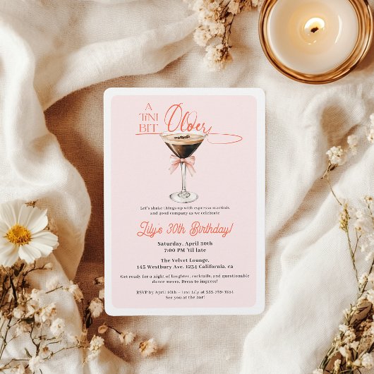 Invitation Pink Tini Bit Older Espresso Martini 30e anniversa