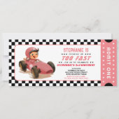 Invitation Pink Too Fast Racing Car Billet Anniversaire (Devant)
