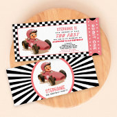 Invitation Pink Too Fast Racing Car Billet Anniversaire