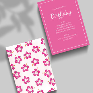Invitation Pink Tropical Floral Birthday Party Design