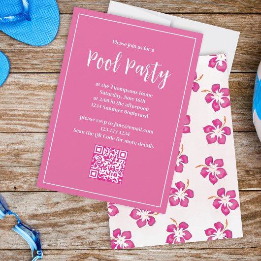 Invitation Pink Tropical Floral Summer Party