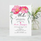 Invitation Pink Tropical Green Leaf Vine Floral Aloha Party (Debout devant)