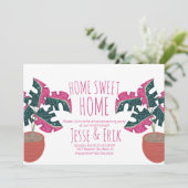 Invitation Pink Tropical Monstera Tree Fête du réchauffement (Debout devant)