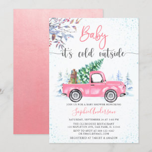 Invitation Pink Truck Baby C'est froid dehors Baby shower fil