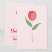 Invitation Pink Tulip Bridesmaid Thank You Card (Devant / Derrière)