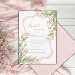 Invitation Pink Tulips Floral Elegant Vintage Bridal Shower I<br><div class="desc">Beautiful watercolor fancy frame surrounding lovely fonts and scripts done in coordinating colors bridal shower invite.  Cascading bunches of pink tulips on opposite corners create an elegant vintage feel.  A perfect bridal shower invitation for any season.</div>