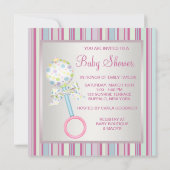 Invitation Pink Turquoise bébé bouteille Pacifier bébé fille (Dos)