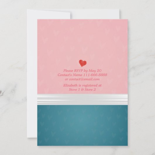 Invitation Pink Turquoise Brunch Bubbly Fête des mariées Invi (Dos)