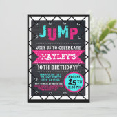 Invitation Pink Turquoise Girls Jump & Play Trampoline Park B (Debout devant)