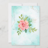 Invitation Pink Turquoise Ombre Floral Bouquet Rose Mariage (Dos)