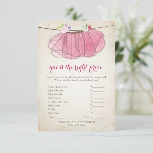 Invitation Pink Tutu devine le bon jeu de prix (Debout devant)