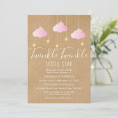 Invitation Pink Twinkle Baby shower Twinkle Rustic Kraft (Debout devant)