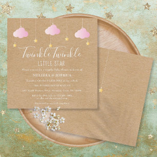 Invitation Pink Twinkle Twinkle Little Star Baby shower