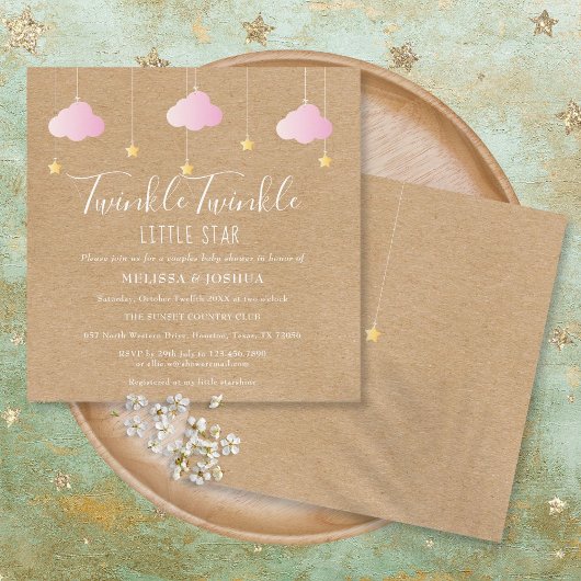Invitation Pink Twinkle Twinkle Little Star Baby shower