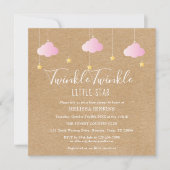 Invitation Pink Twinkle Twinkle Little Star Baby shower Boho (Devant)