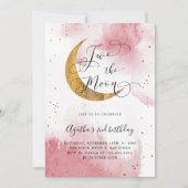Invitation Pink Two The Moon Girl 2e fête d'anniversaire (Devant)