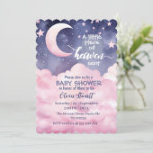 Invitation Pink Un Petit Morceau Du Ciel Envoyé Baby shower (Debout devant)