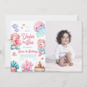 Invitation Pink Under the Sea Mermaids Parti Anniversaire de (Devant)