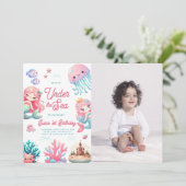 Invitation Pink Under the Sea Mermaids Parti Anniversaire de (Debout devant)