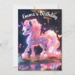 Invitation Pink unicorn and butterflies birthday<br><div class="desc">A cute kawaii unicorn design to make your birthday invitations stand out and bring sparkles in your little girl's eyes. With customizable balloons and cupcakes.</div>