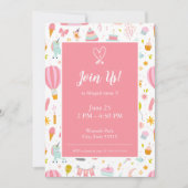 Invitation Pink Unicorn Parti Motif fille Anniversaire (Devant)