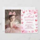 Invitation Pink Valentine amour 1er anniversaire Photo (Devant)