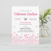 Invitation Pink Valentine's Church Luncheon Heart Flowers (Debout devant)