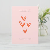 Invitation Pink Valentine's Day Hearts Fête (Debout devant)