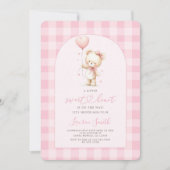 Invitation Pink Valentines Teddy Bear Baby Shower Girl (Devant)