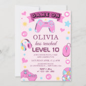 Invitation Pink Video Gamer Girl Birthday (Devant)